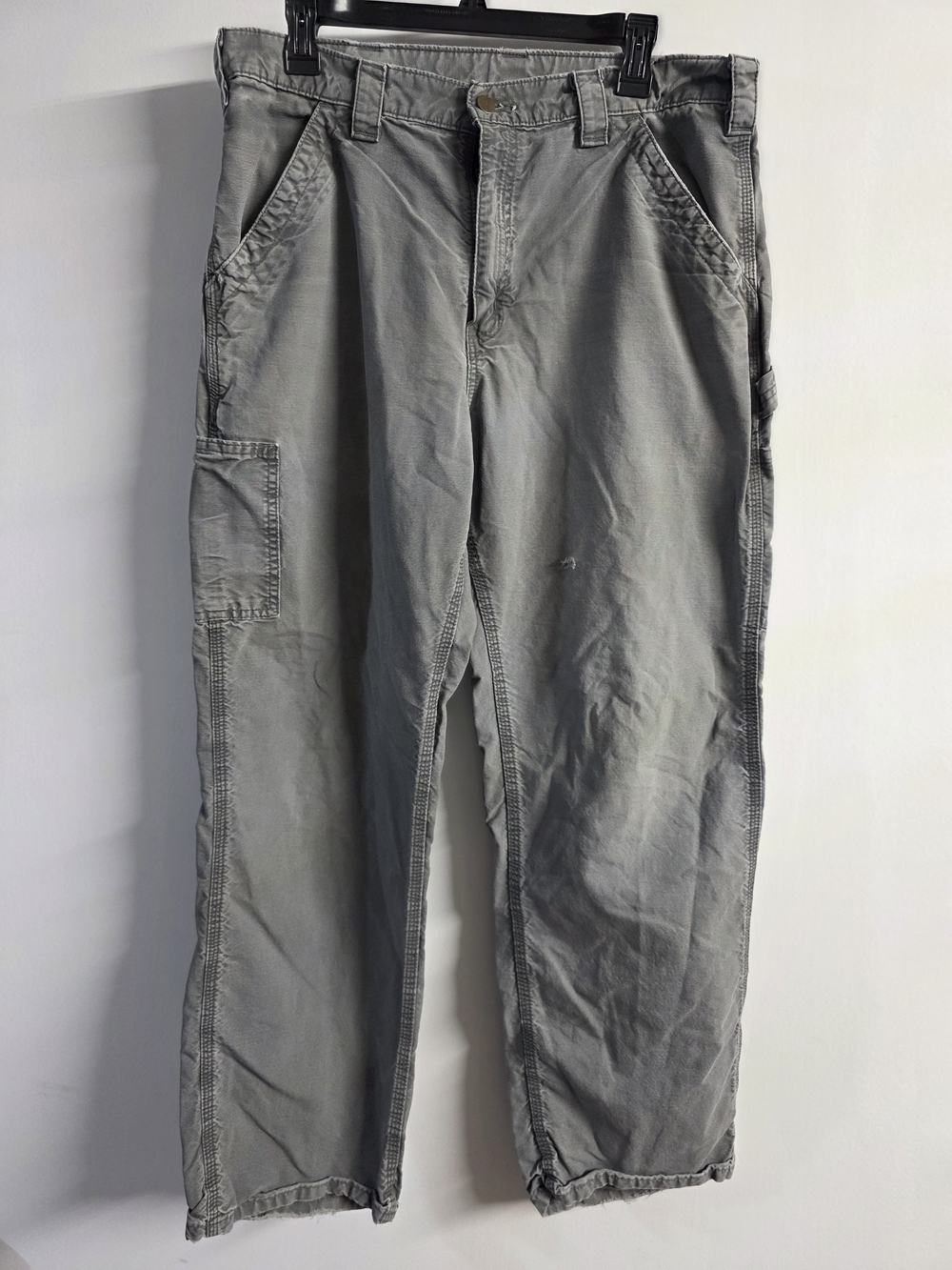 Men's Carhartt Canvas Paints Gray Size 34x32 B151 Fat